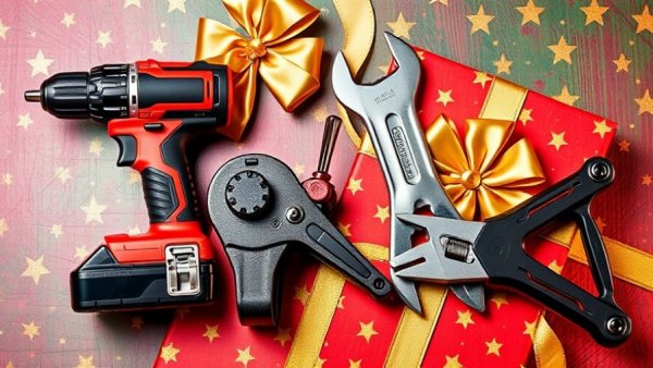Best Amazon Tool Gifts of 2025: Festive tool collage with drill, wrench, and more.