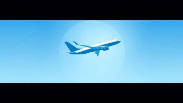 Airline logo with sleek plane tail under clear sky