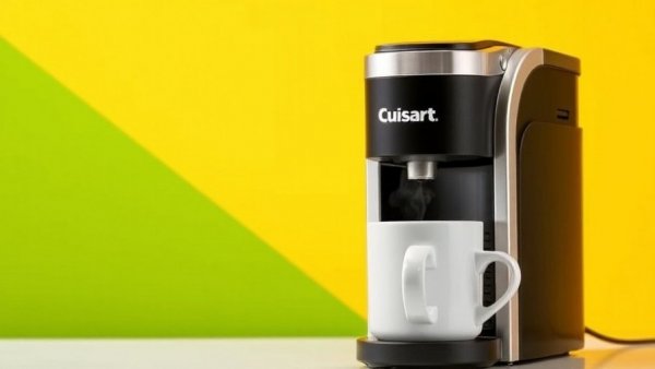 Cuisinart Grind and Brew Single Serve Coffee Maker against vibrant background.