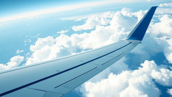 Learn to fly with a sleek airplane logo in clear sky.