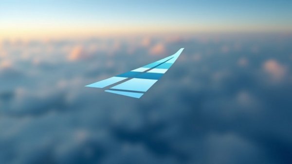Airline logo with airplane wing and sky design.