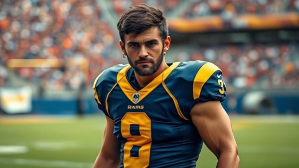 Rams player walking on field during 2025 NFL playoff race.