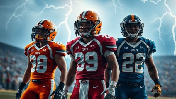 Dynamic scene of College Football Playoff 2025 action.