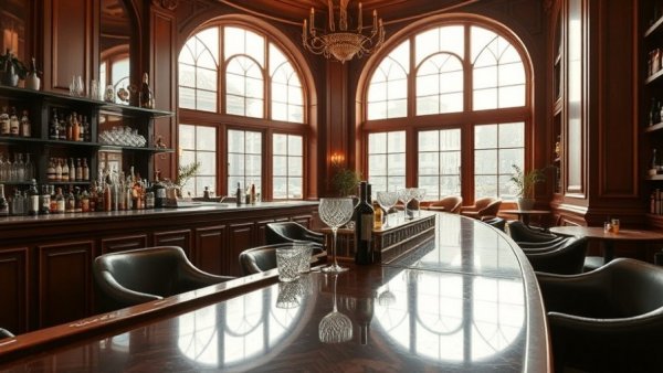 Elegant hotel bar at Kelly's Spa with a refined ambiance, highlighted in Wellness Escape at Kelly's Spa.