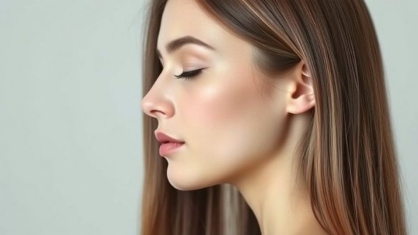 Serene young woman showcasing natural aesthetic treatments.