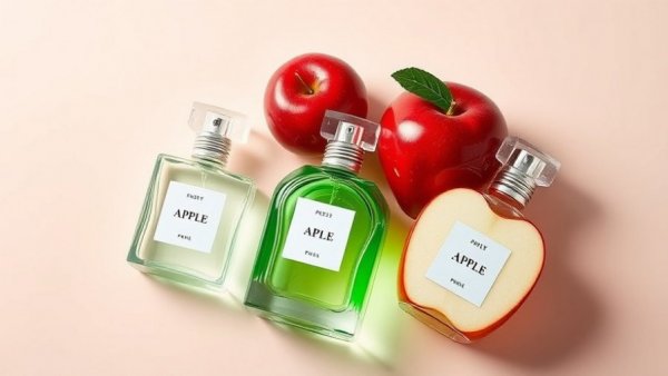 Beautiful assortment of the best apple perfumes, colorful and elegant.