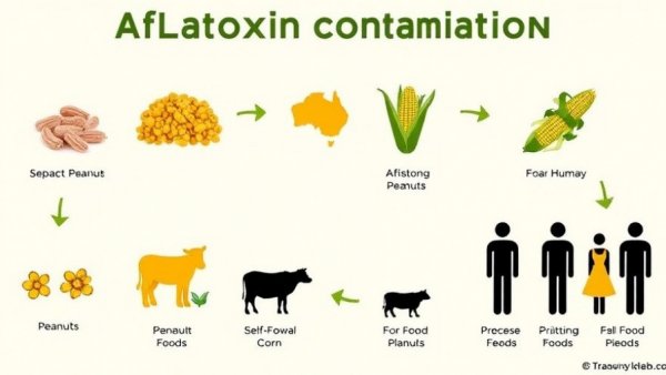 Infographic on aflatoxin risk in food supply chain.