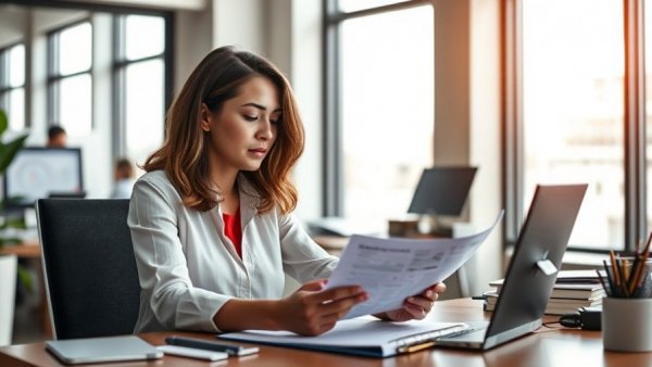 Woman reviewing payroll documents for Payroll Tax Compliance 2023.