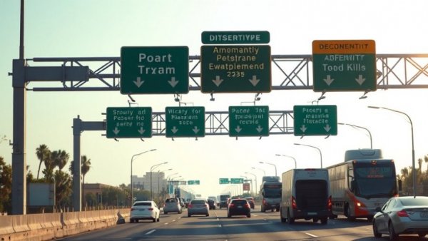 Navigate highway signs without a GPS on a busy urban roadway.