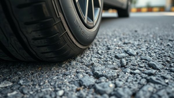 Close-up of car tire with detailed treads on rough asphalt. Should you use nitrogen in your tires?