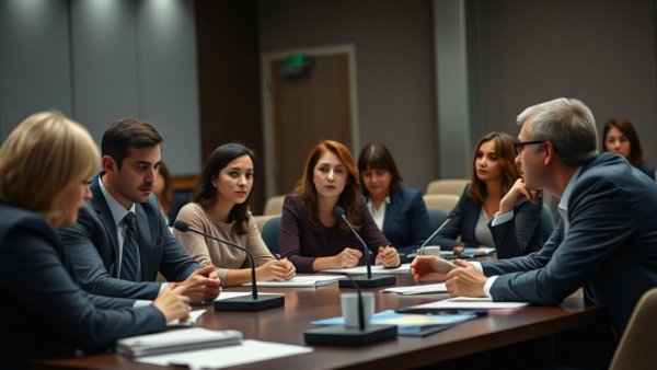 Diverse group of professionals at Women in Aviation Conference meeting.
