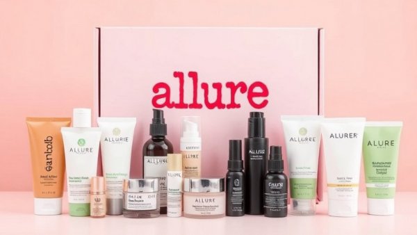 January Allure Beauty Box with assorted skincare products, soft lighting.