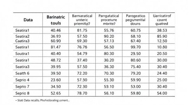 Chart depicting number of bariatric procedures for bariatric surgery risks