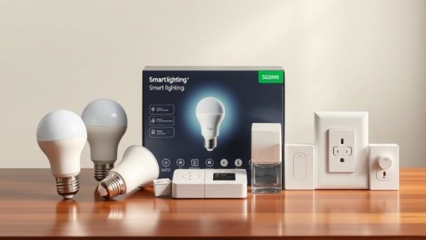 Smart lighting system package on table, showcasing devices for how to deter burglars using smart lighting.