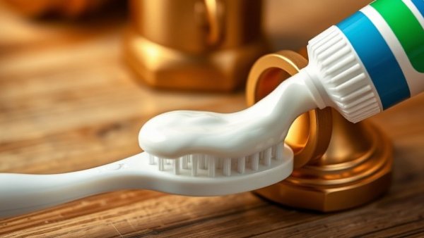 Toothpaste on toothbrush near brass for cleaning, on wooden surface.