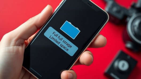 Smartphone with full storage notification, related to phone lifespan.