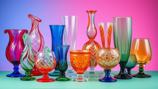 Unique glassware for dinner parties in vibrant colors and designs