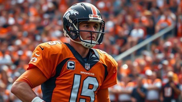 Denver Broncos quarterback focused during AFC Championship.