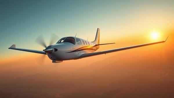 Single-engine airplane flying at sunset, bucket list airplanes.
