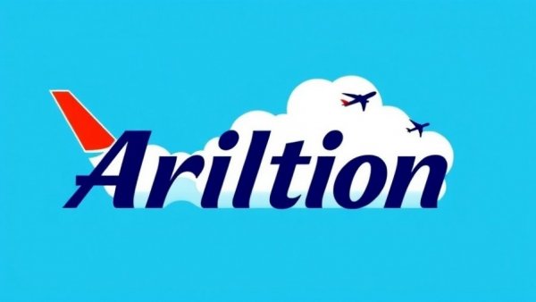 Modern aviation logo with airplane tail silhouette.