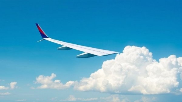 Airplane logo with wing and blue sky, learn to fly.