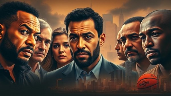 Dramatic montage depicting Buss family drama behind Lakers sale.