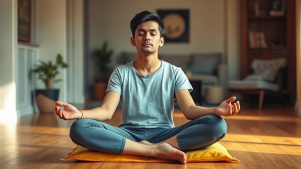 Person practicing mindfulness meditation, sitting cross-legged, reflecting challenges of mindfulness practices.