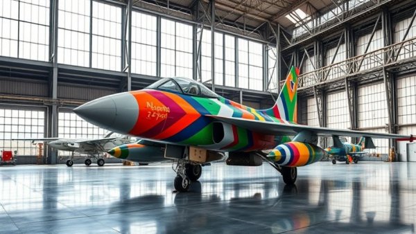 Vibrant MiG-21 Project transformation in colorful geometric design.