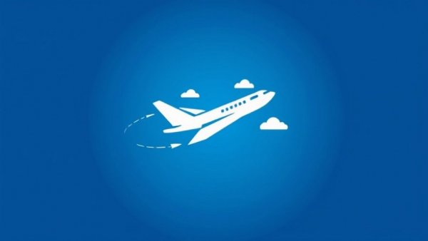 Airplane logo with stylized clouds and wing design.