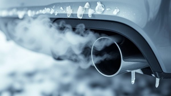 Car exhaust vapor on snowy day, is puffing your car legal scene.