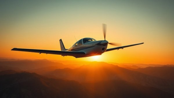 Flying magazine cover with small aircraft at sunset, learn to fly inspiration.