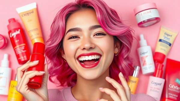 Young woman with pink hair showcasing best K-Beauty products.