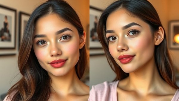 Before and after comparison with BB cream for a natural look.