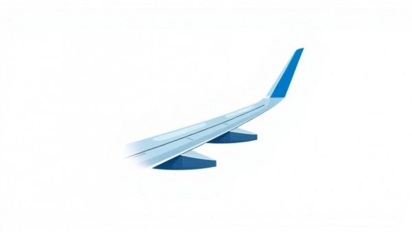 Stylized airplane wing logo with sky and clouds.