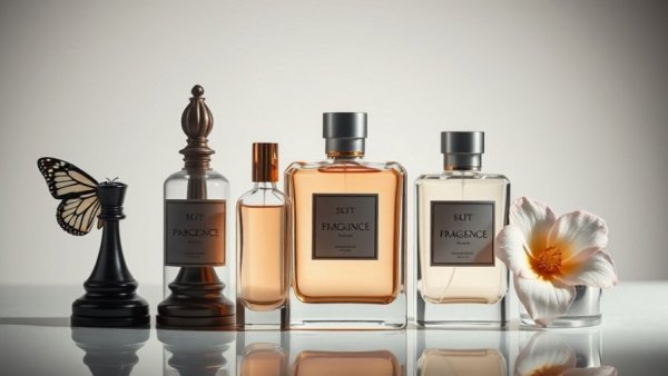 Modern fragrance bottle design with chess, butterfly, flower - Fragrance Trends 2026.