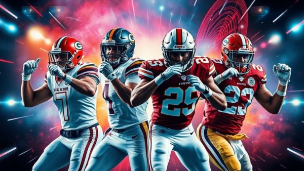 2026 NFL Mock Draft Predictions vibrant collage of college football players.