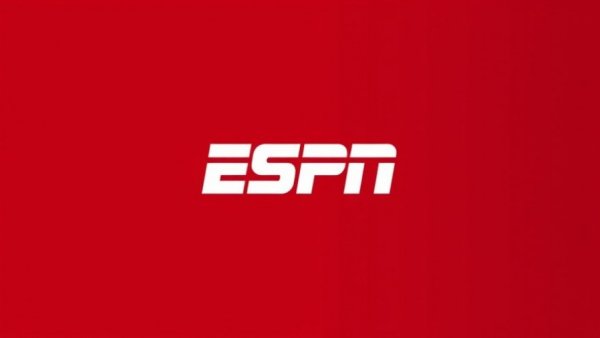 ESPN logo in bold red and white, modern design.
