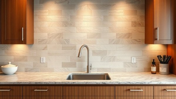 Contemporary kitchen with popular tile options and granite countertop.