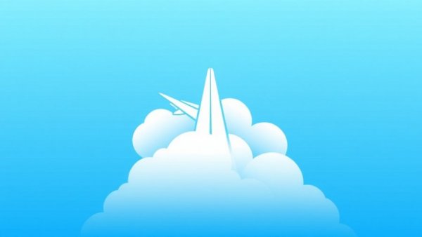 Minimalist logo with airplane wing and clouds, learn to fly concept.