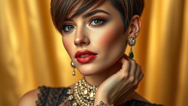 2026 Actor Awards beauty looks featuring elegant woman in luxury jewelry.