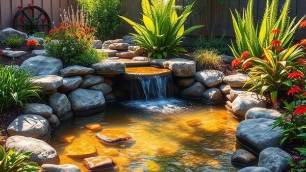 Charming backyard pond with lush greenery - DIY Backyard Pond Ideas