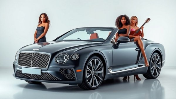 Bentley Continental GTC styled by female musicians in modern studio.