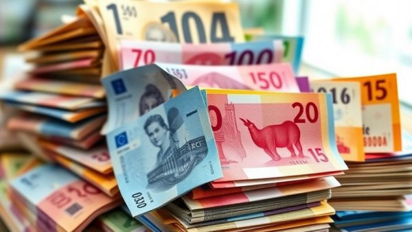 Global currencies representing tax competitiveness and revenue.