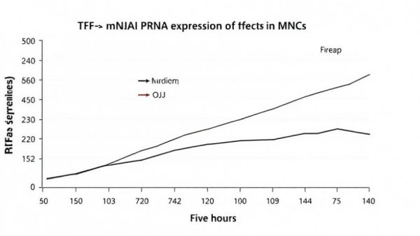 Graph showing change in TNF-α mRNA expression after consuming drinks affecting inflammation levels.