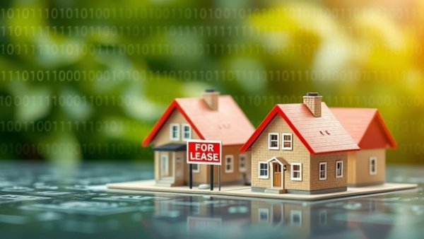 AI in the Housing Market concept with model houses.