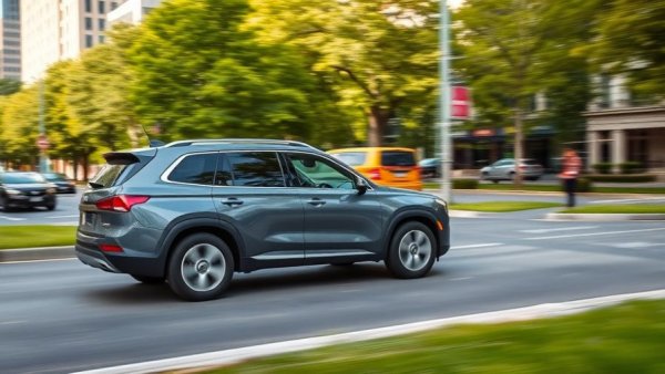 Hyundai Palisade SUV driving on city street amid stop-sale news.
