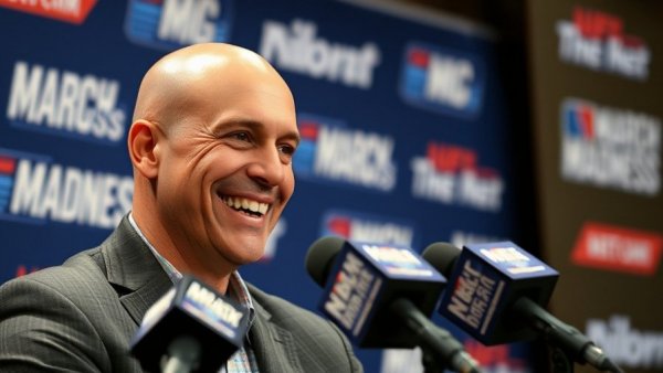 Arizona State hires Randy Bennett, smiling during press conference.