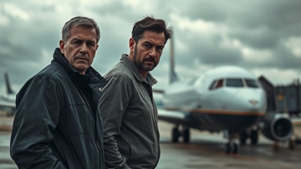 Investigators inspect damaged airplane highlighting air traffic control staffing issues.