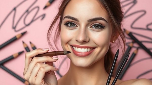 Cheerful woman displaying best brown eyeliners for soft definition.