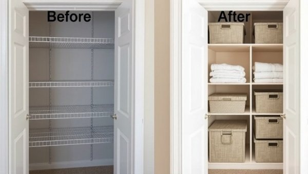 Custom wire shelf covers used to organize closet.